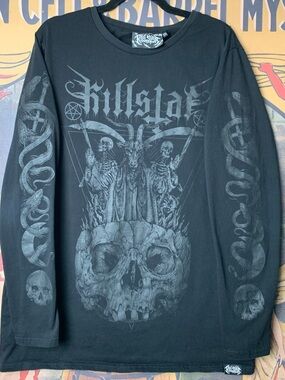 Killstar Occult Skull Graphic Black Long Sleeve Shirt